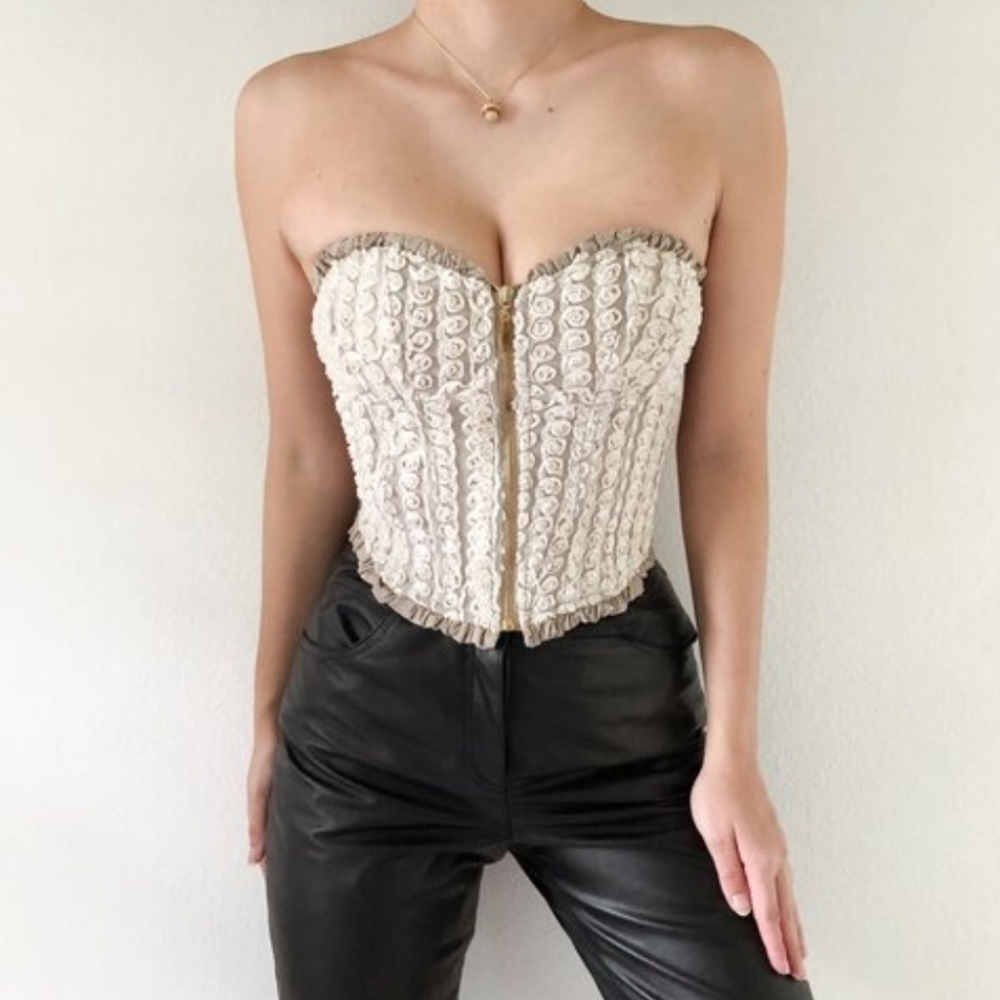 Vintage Sororité White Rose Bustier Corset